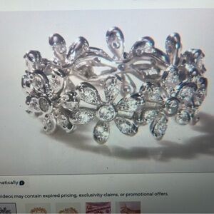 Diamonique Floral Eternity Band Ring, Sterling Silver size, sz 8